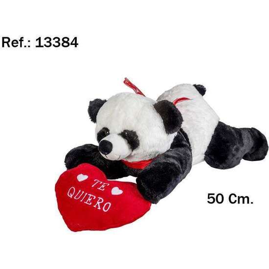 PELUCHE OSO PANDA ACOSTADO CORAZON TE QUIERO 50 CM. image 1