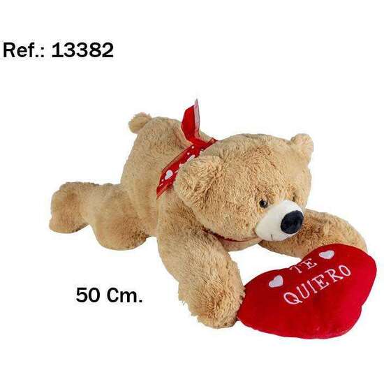 PELUCHE OSO ACOSTADO CORAZON TE QUIERO 50 CM. image 1