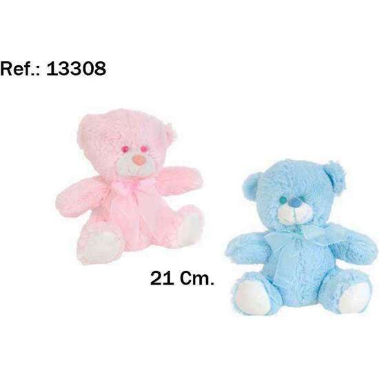 PELUCHE OSO LAZO AZUL O ROSA 21 CM. - MODELOS SURTIDOS image 1