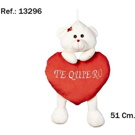 PELUCHE OSO CORAZON PIERNAS COLGANTE TE QUIERO 51CM. image 1