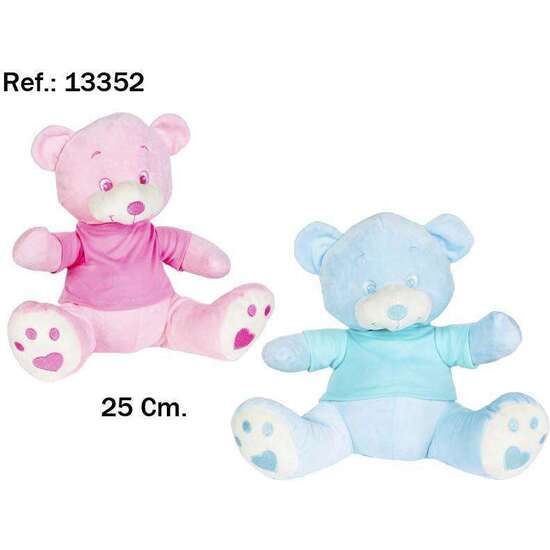 PELUCHE OSO AZUL O ROSA CAMISETA 25 CM. - MODELOS SURTIDOS image 1