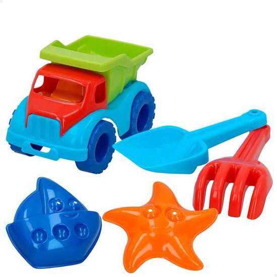 SET DE PLAYA CON CAMION 18CM,PALA,RASTRILLO Y 2 MOLDES image 0