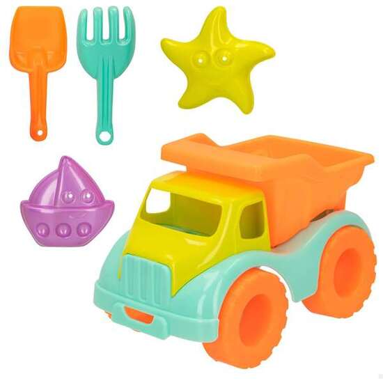 SET DE PLAYA CON CAMION 18CM,PALA,RASTRILLO Y 2 MOLDES image 3