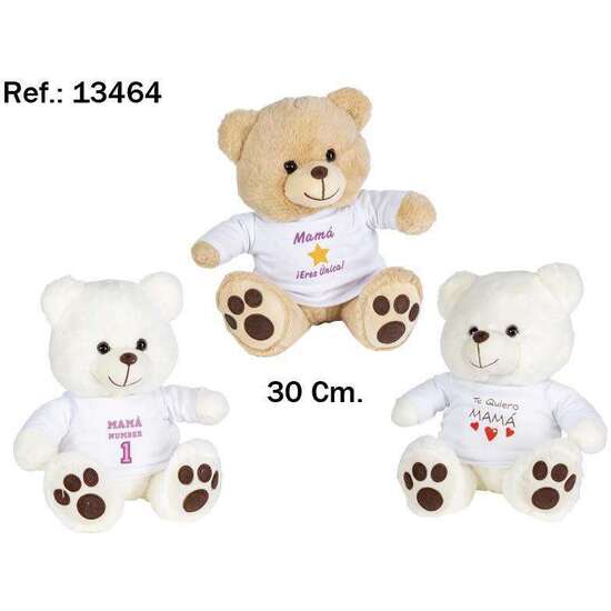 PELUCHE OSO CAMISETA MAMA 30 CM. 3 MOD SDOS. - MODELOS SURTIDOS image 0