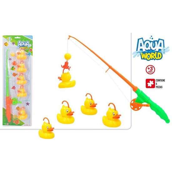 JUEGO DE PESCA AQUA WORLD CON CAÑA Y 5 PATITOS EN BLISTER image 2