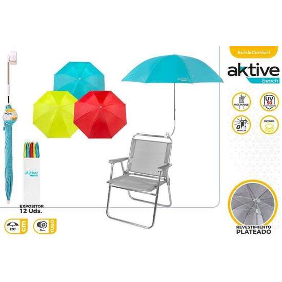 SOMBRILLA PARA SILLA DE PLAYA PROTECCION UV -AKTIVE BEACH. 100CM. - MODELOS SURTIDOS image 1