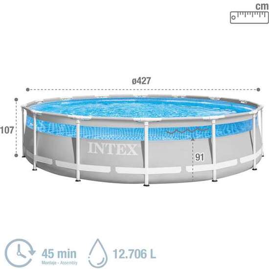 PISCINA REDONDA CLEARVIEW PRISM FRAME CON DEPURADORA, ESCALERA, COBERTOR Y TAPIZ 427X107 CM image 4