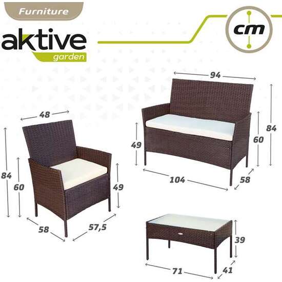 CONJUNTO DE SOFÁ(104X58X84 CM) + 2 SILLONES (57,5X58X84 CM) + MESA (71X41X39 CM) AKTIVE image 3