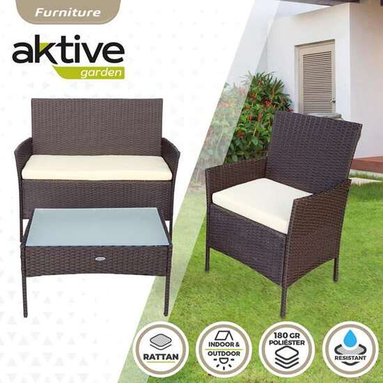 CONJUNTO DE SOFÁ(104X58X84 CM) + 2 SILLONES (57,5X58X84 CM) + MESA (71X41X39 CM) AKTIVE image 5