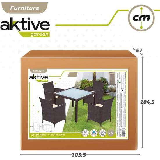 CONJUNTO DE MESA (100X75 CM) + 4 SILLAS (60X61X84 CM) AKTIVE image 1