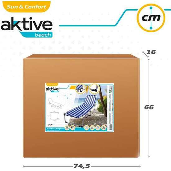 TUMBONA PLEGABLE ALUMINIO 3 POSICIONES MODELO MARINERO TEXTILENO CON ASA 188X58X30/68CM image 1