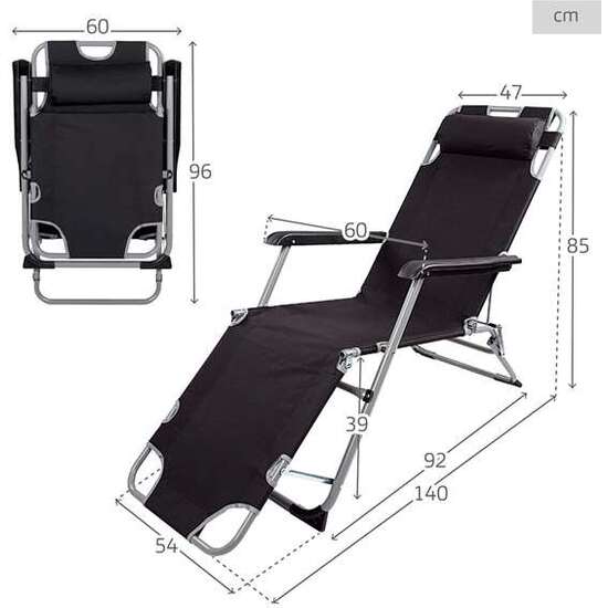 TUMBONA RECLINABLE CON COJÍN POLIESTER AKTIVE 177X47X34/85 CM image 1