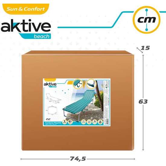 TUMBONA PLEGABLE ALUMINIO 3 POSICIONES MODELO MEDITERRÁNEO TEXTILENO CON ASA 188X58X30/68CM image 1