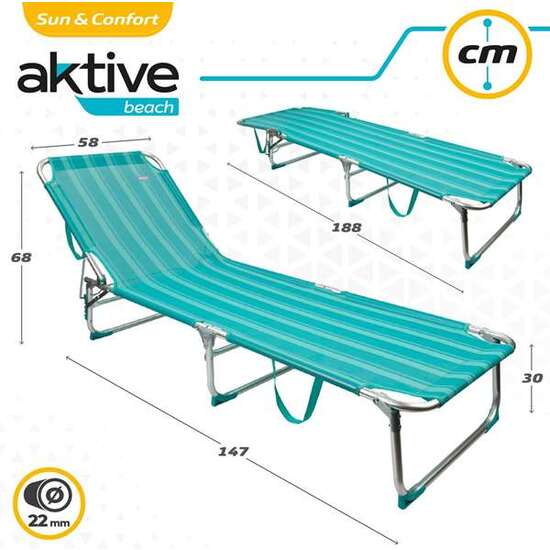 TUMBONA PLEGABLE ALUMINIO 3 POSICIONES MODELO MEDITERRÁNEO TEXTILENO CON ASA 188X58X30/68CM image 4