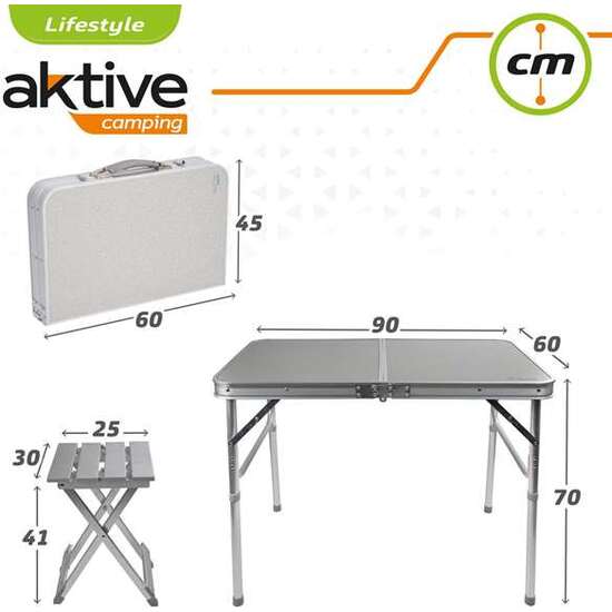 CONJUNTO DE MESA 90X60X70 CM Y 2 SILLAS 25X30X41 CM ALUMINIO PLEGABLES AKTIVE image 4