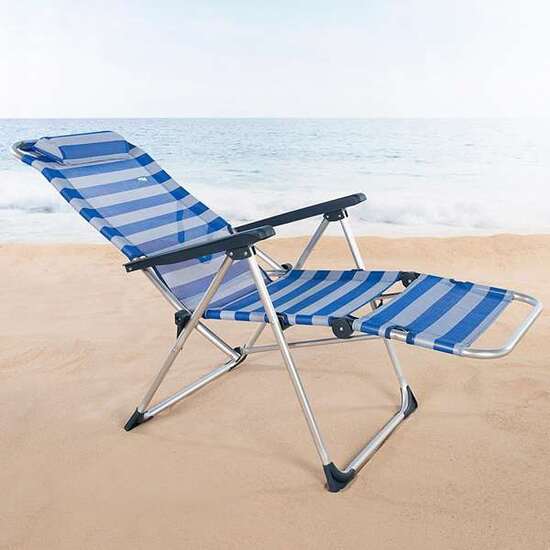 TUMBONA DE PLAYA RECLINABLE ALUMINIO CON COJÍN AKTIVE 149X49X78/116 CM image 1