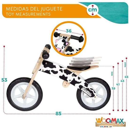 MOTO CORREPASILLOS DE MADERA VACA WOOMAX 12" 85X37X53 CM image 1