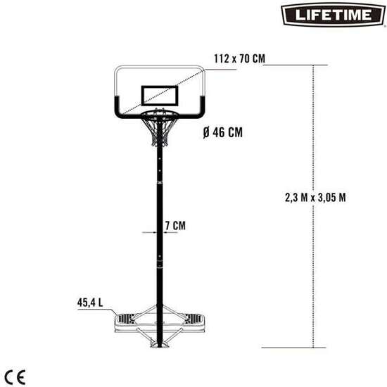 CANASTA BALONCESTO POLIETILENO LIFETIME PORTÁTIL CON TABLERO DE AJUSTABLE ALTURA 229-305 CM image 1