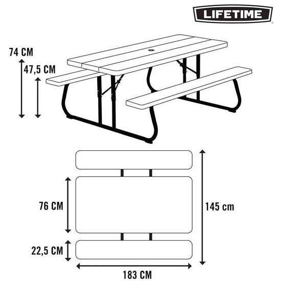 MESA DE PICNIC PLEGABLE MARRÓN 183X145X74 CM image 2