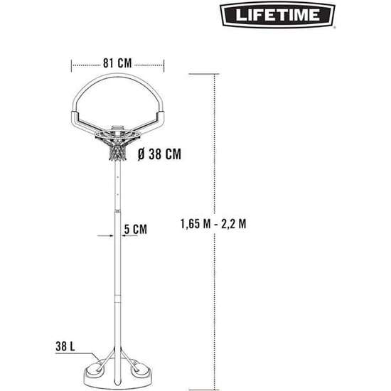 CANASTA BALONCESTO POLIETILENO LIFETIME PORTÁTIL AJUSTABLE CON TABLERO DE ALTURA 165-222 CM image 2