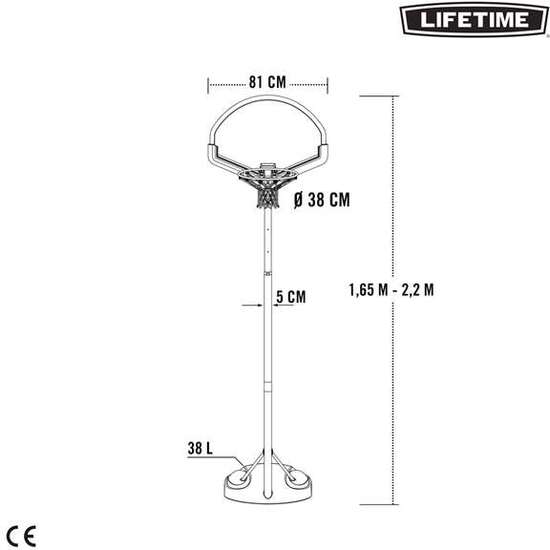 CANASTA BALONCESTO POLIETILENO LIFETIME PORTÁTIL AJUSTABLE CON TABLERO DE ALTURA 165-222 CM image 4