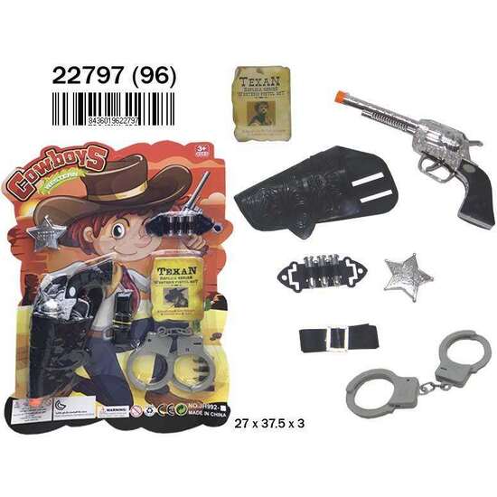 CONJUNTO VAQUERO CON PISTOLA Y ACCESORIOS. 27X37,5X3 CM image 1