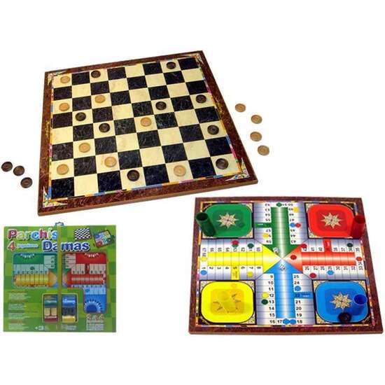 TABLERO DE MADERA PARCHIS 4 Y DAMAS CON ACCESORIOS 40,5X40,5X1,2 CM image 0