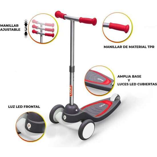 PATINETE NEW SCOOTE MIKA QPLAY ROJO CON LUCES LED.73X55X29.50CM image 1
