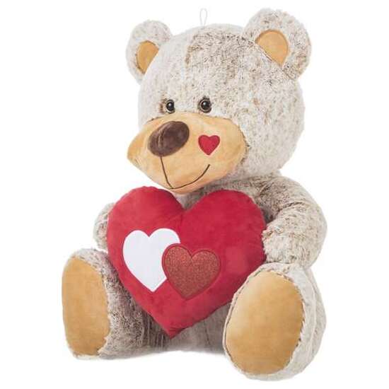 PELUCHE OSO BEIG C/CORAZÓN 60CM. image 0