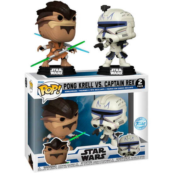 BLISTER 2 FIGURAS POP STAR WARS THE CLONE WARS DUELS PONG KRELL & CAPTAIN REX EXCLUSIVE image 0