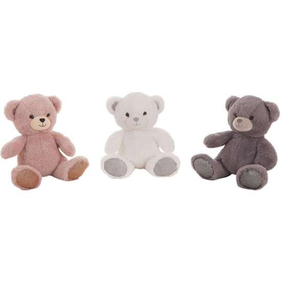 PELUCHE OSO PATITAS BRILLI 3 COL. SURT. ROSA/GRIS/PLATA 36 CM image 0