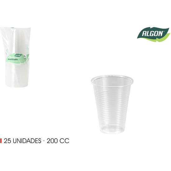 SET-25 VASO TRANSPARENTE 200CC ALGON image 0