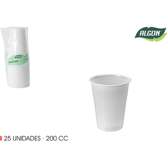 SET-25 VASO BLANCO 200CC ALGON image 0