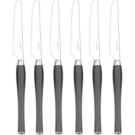 SET DE 6 CUCHILLOS DE MESA ACERO INOXIDABLE GRISES image 0