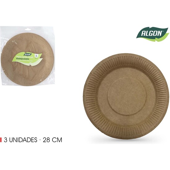 SET-3 PLATO CARTON KRAFT 28CM ALGON image 0