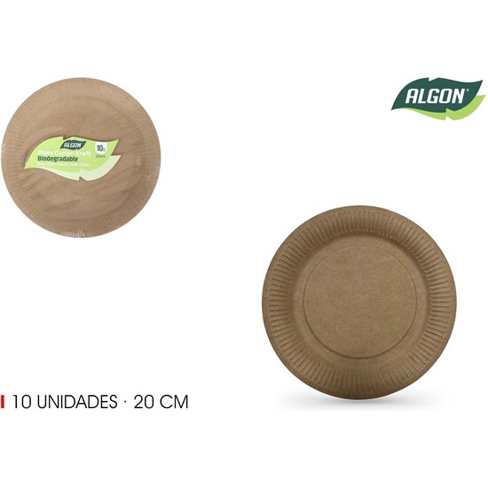 SET-10 PLATO CARTON KRAFT 20CM ALGON image 0