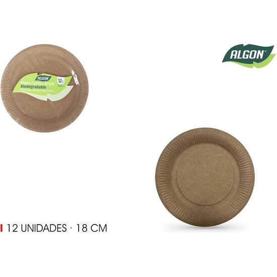 SET-12 PLATO CARTON KRAFT 18CM ALGON image 0