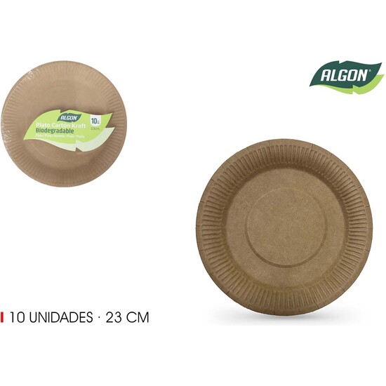 SET-10 PLATO CARTON KRAFT 23CM ALGON image 0