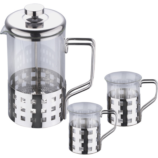 RENBERG - SET 3PCS CAFÉ/TE ACERO INOXIDABLE Y VIDRIO image 0