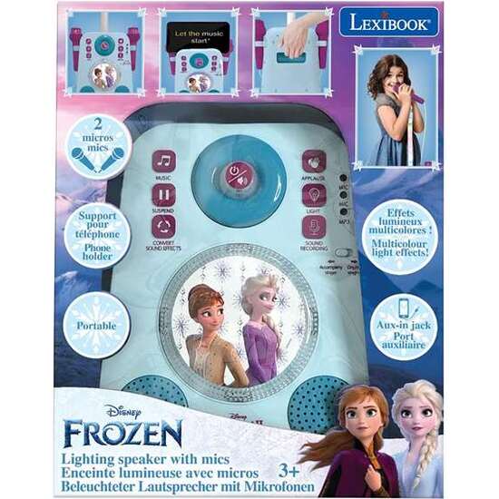 KARAOKE FROZEN CON LUCES Y SONIDOS, INCLUYE DOS MICRÓFONOS. 26,6X9,8X34CM image 1