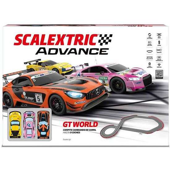 PISTA SCALEXTRIC GT WORLD ADVANCE. INCLUYE PUNTE,VALLAS,PISTA 7,22 M DE PISTA. 252X180 CM image 0