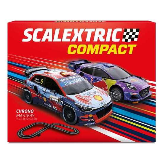 PISTA SCALEXTRIC CHRONO MASTERS. INCLUYE COCHES CON LUZ Y MANDO CON TURBO. 3,66M DE PISTA 114X114CM image 0