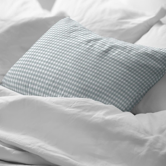 FUNDA DE ALMOHADA 100% ALGODÓN VICHY AZUL image 1