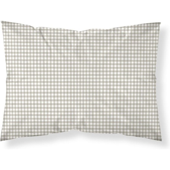 FUNDA DE ALMOHADA 100% ALGODÓN VICHY BEIG image 0