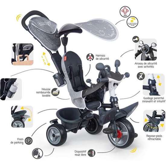 TRICICLO BABY DRIVER CONFORT PLUS GRIS 101X68X52CM image 4