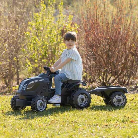 TRACTOR A PEDALES FARMER XL CON REMOLQUE NEGRO 142X44X54 CM image 2