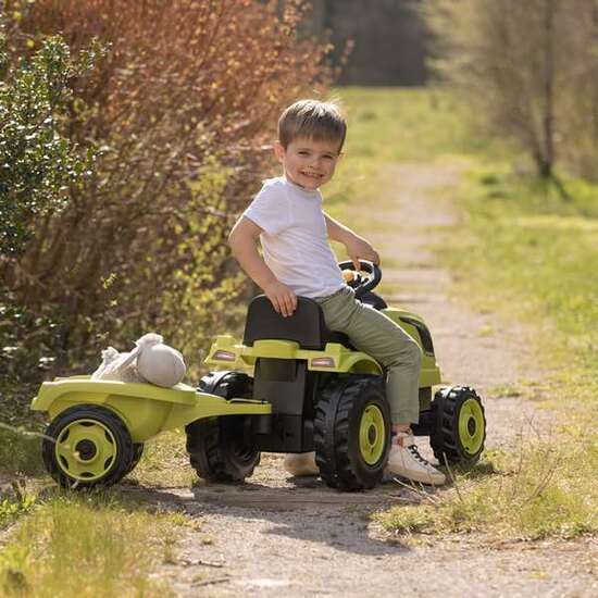 TRACTOR A PEDALES FARMER XL CON REMOLQUE VERDE 142X44X54 CM image 2