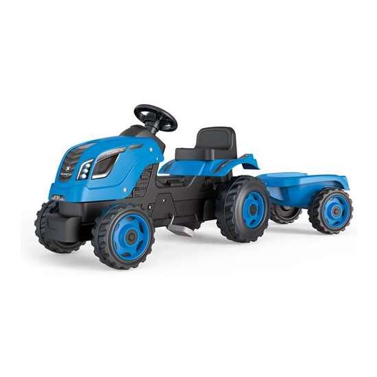 TRACTOR A PEDALES FARMER XL CON REMOLQUE AZUL 142X44X54 CM image 0