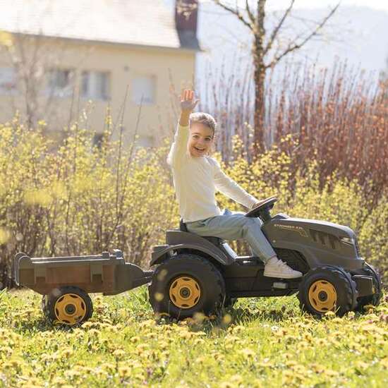 TRACTOR A PEDALES STRONGER XXL CON REMOLQUE GRIS 161X56 CM image 2