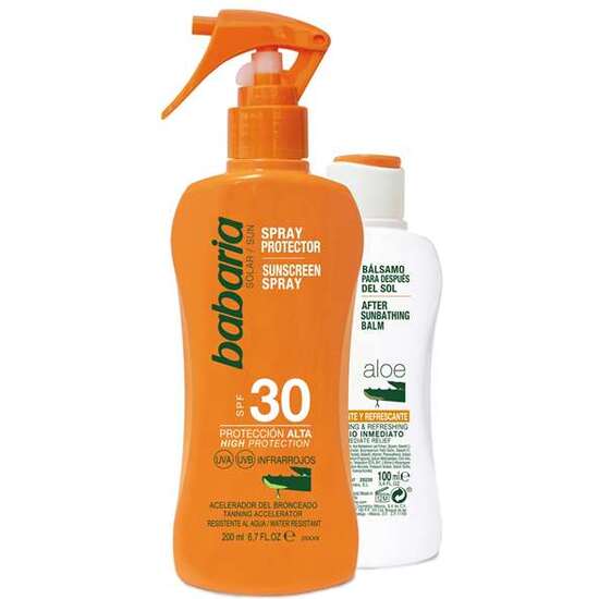 SPRAY PROTECTOR SOLAR ALOE BABARIA F-30 200 ML MAS AFTER SUN 100 ML image 0